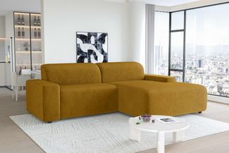 99rooms Tivoli Ecksofa Cordstoff POSO Gold Rechts ohne Kissen