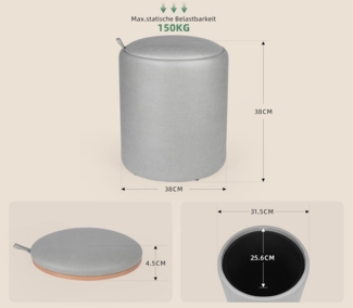 Zedelmaier Sitzhocker rund Hocker Zylindrischer Samthocker Fußbank (Set), mit stauraum