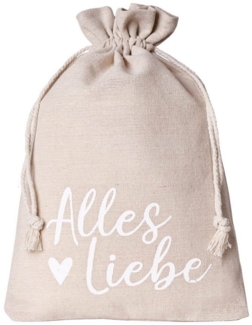 Organzabeutel24 Geschenkbox 2 Geschenkbeutel, Leinensäckchen mit Gruß - Alles Liebe -, lebensmittelgeeignet