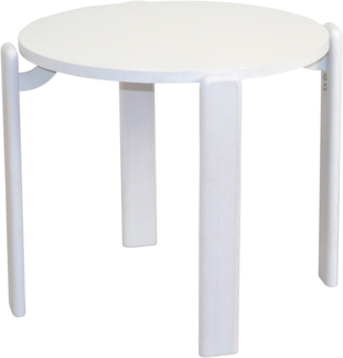 Klassicher Beistelltisch mit Massivholz Beinen, rund, weiß