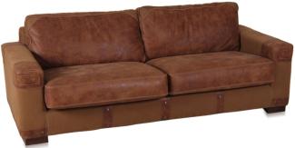 Casa Padrino Chesterfield Echtleder Sofa Braun 212 cm x 93 cm