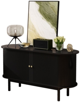 HAUSS SPOLE Sideboard Retro-Beistellschrank Lowboard mit Kiefernholzbeinen & Schiebetüren (Retro Modernes Holz Sideboard mit Schiebetüren und Kiefernholzbeinen, 138 cm – Verstellbare Regale, elegantes Design, stabiler Stauraum für Esszimmer, Küche, Flu...