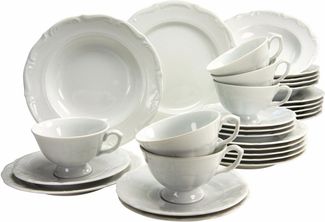 CreaTable 16135 Kombiservice Maria Theresia für 6 Personen, Porzellan, weiß (1 Set, 30-teilig)
