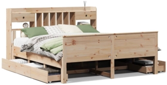 vidaXL Massivholzbett mit Regal ohne Matratze 180x200 cm Kiefernholz 3308912