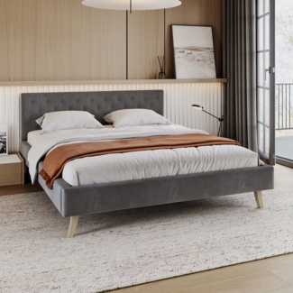 FDM Polsterbett ZUZA modern mit Bettkasten MADE IN EU - mit hochwertigem Velours Bezug (verfügbar 120x200 140x200 160x200 180x200 cm, Bettrahmen, Bett, mit großen gepolsterten Kopfteil, ohne Matratze, Lattenrost aus Holz), ohne Matratze, Lattenrost aus ...
