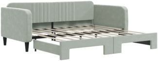 vidaXL Tagesbett Ausziehbar Hellgrau 90x190 cm Samt 3197076