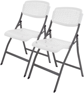 2x Klappstuhl 150 kg ergonomische Sitzform Gartenstuhl wetterfest Campingstuhl Balkonstuhl in weiß