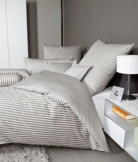 Janine Mako Satin Bettwäsche 2 teilig Bettbezug 135x200 cm Kopfkissenbezug 80x80 cm Modernclassic 3912-57 vulkan