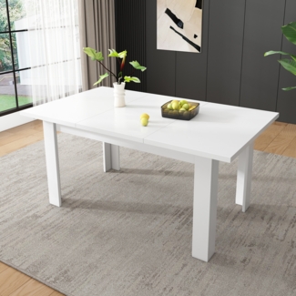 Merax Esstisch 120*70cm, mit Stauraum Esstisch, Rechteckiger Esstisch, Kaffee-Freizeittisch, Moderner einfacher Esstisch, Offener Stauraum, Platzsparend, Multifunktionaler Esstisch, Weiß