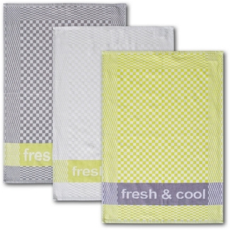 Dyckhoff Geschirrtuch Fresh & Cool, Maße je Tuch ca. 50x70 cm, (Set, 3-tlg), mit drei verschiedenen Motiven
