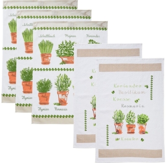 Erwin Müller Geschirrtuch Geschirrtuch-Set "Kräuter" 5-tlg, Baumwolle