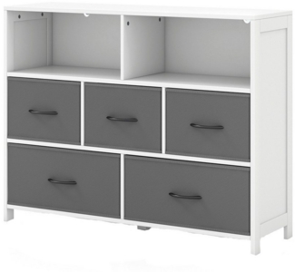 COSTWAY Sideboard, mit 5 klappbaren Schubladen & Regal, Holz, 100 x 30 x 78 cm