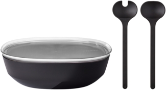 Mepal SILUETA Servierschale mit Deckel & Salatbesteck 4000 ml Nordic Black