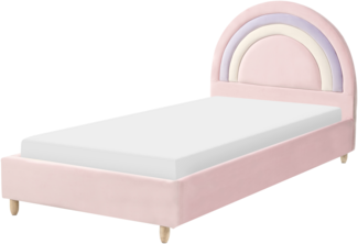 Kinderbett Regenbogen Samtstoff LANDEILLAU 90 x 200 cm Rosa