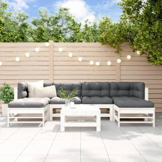 vidaXL 7-tlg. Garten-Lounge-Set Weiß Massivholz Kiefer 3186397