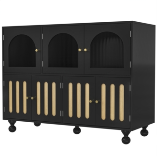 ComfortXL Sideboard O3085, Holzwerkstoff, Schwarz, 120 x 40 x 90 cm