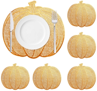 CLTYQ Platzset 6-teiliges Kürbis-Tischset, Tischsets mit Herbsternte, Tischsets für Thanksgiving, Halloween und Party-Tischdekoration
