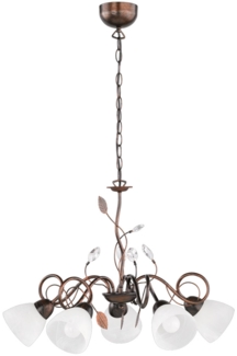 Hängeleuchte, rost, 5 flammig, Kristalblätter, D 70 cm