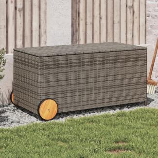 vidaXL Gartentruhe mit Rollen Grau 190L Poly Rattan 365326