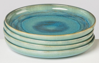 Gipfelstück Dessertteller Tiefer See, (4 St), Scandi-Style, glänzende Reaktivglasur, jedes Stück ein Unikat