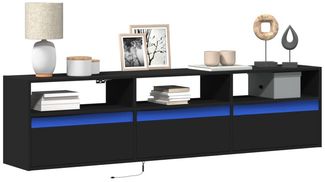 TV-Wandschrank, TV-Hängeboard Fernsehschrank mit LED Schwarz 180 x 31 x 45 cm