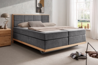 Boxspringbett 'David' 180x200 cm Eiche Stoff anthrazit