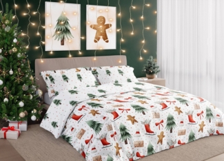 texpot Bettwäsche Weihnachten Winter Wendebettwäsche Garnitur, Baumwolle, 2 teilig