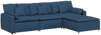 vidaXL Modulares Sofa mit Fußhocker und Kissen Blau 3321064