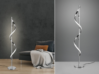 Reality Leuchten LED Stehlampe ISABEL, Stehlampe mit Fußschalter, 21,5W LED kaltweiß 4000K 2600 Lumen, Dimmfunktion, LED fest integriert, Kaltweiß, Stehleuchte stufenlos dimmbar, Höhe 120cm Ø 20cm, Memory Funktion
