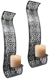 2er Set Wandkerzenhalter Metall Kerzenhalter Wandlicht Wanddeko schwarz