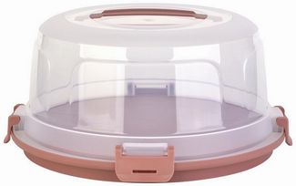Engelland Kuchentransportbox mit Griff, Deckel und 4-fach Klick-Verschluss, rund, Kunststoff, (36,50 cm x H 17,50 cm, BPA-frei), spülmaschinengeeignet, lebensmittelecht, Stückeinteilungshilfe