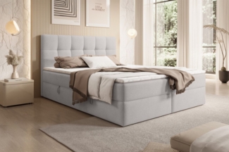 Boxspringbett Schlafzimmerbett ARTURO 180x200cm Stoff Freya Silbergrau