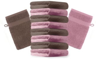 Betz Waschhandschuh 10 Stück Premium 16x21 cm, Baumwolle (Set, 10-St), Farbe altrosa und nussbraun