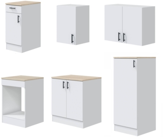 Dmora Komplette Küche Telinea, Moderne Küchenkomposition, Modular Set für Küche, Funktionelle Küchenlösung, Weiß und Eiche