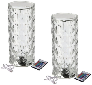 HAC24 LED Nachttischlampe Touch LED Akku Tischlampe Kristall Tischleuchte, LED fest integriert, Farbwechsler, Ø 9 x 21 cm Farbwechsel Inkl. Fernbedienung