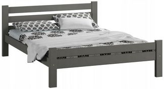 Home Collective Bettgestell Massivholzbett, Einzelbett mit Lattenrost & sicherem Lack, 210x172x72 cm, Grau