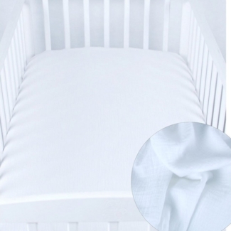 BabyLux Spannbettlaken BabyLux Spannbettlaken Musselin 60x120 70x140 Baby-& Kinderbett, Weiß 70x140