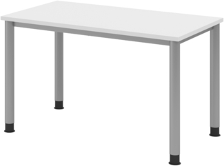 bümö Schreibtisch H-Serie höhenverstellbar, Tischplatte 120 x 67,2 cm in weiß, Gestell in silber, HS6-12-W-S