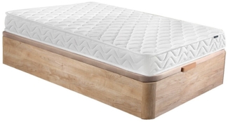 Set aus Bettgestell mit Bettkasten + Matratze - 90x190 cm - Memory Schaum - Stärke 15 cm - Holzfarben hell - PELOPS von DREAMEA