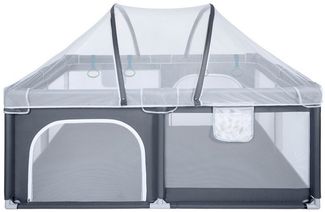 ONVAYA® Laufgitter mit Insektenschutznetz | Laufstall für Babys | 120x160 cm | Schutzgitter für Kinder | Rechteckiges Krabbelgitter | Absperrgitter | Babyzaun