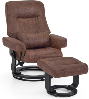 M MCombo Relaxsessel mit Liegefunktion, Lesesessel, 360° Drehbarer Fernsehsessel mit Hocker, mit Kissen & Seitentasche, 9035 (Grau)