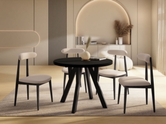 WFL GROUP Esstisch Avero Black (vier Größen – 80/90/100/100 cm, ausziehbar auf 160/190/140/200 cm), platzsparender Tisch für kleine Küche, Esszimmer oder Wohnzimmer