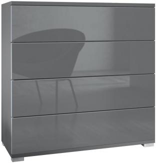 Vladon Kommode Pavos V3 (Sideboard, mit 4 Schubladen), Anthrazit matt/Grau Hochglanz (76 x 76 x 35 cm)