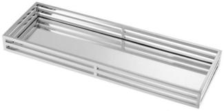 Casa Padrino Luxus Designer Edelstahl Tablett Nickel Finish 60x20 x H. 5,5 cm - Luxus Hotel Tablett