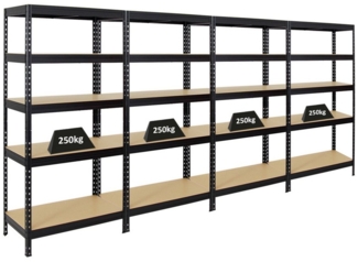 PROREGAL® Schwerlastregal Mega Deal 2x Schwerlastregal Rivet, HxBxT 180 x 75 x 35 cm, Verzinkt, 4-tlg.