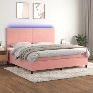 vidaXL Boxspringbett mit Matratze & LED Samt Rosa 200 x 200 cm, Härtegrad: H2 [3136028]