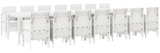 vidaXL Garten Essgruppe mit Kissen 15 pcs Weiß Poly-Rattan 3378802