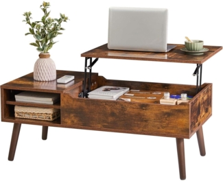 Couchtisch Höhenverstellbar Ausziehbarer Wohnzimmertisch Vintage Braun