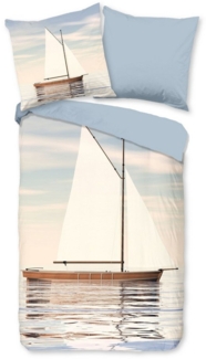 good morning Bettwäsche Baumwolle, Renforcé, 2 teilig, Segelboot, Meer, blau