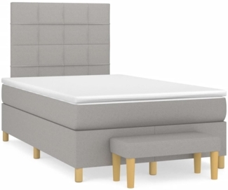 vidaXL Boxspringbett mit Matratze Hellgrau 120x190 cm Stoff 3270404